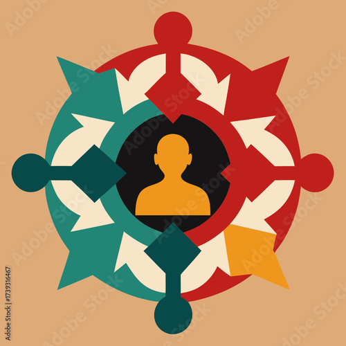 Various Cultural Patterns Blended Together Artistic Symbol