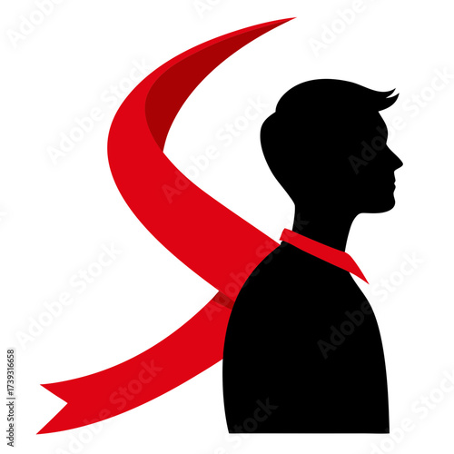 Unfurling Red Ribbon Forming Bridge Path Symbol
