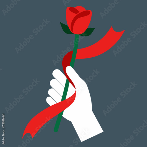 Symbolic Arrow Shape Created With Red Ribbon