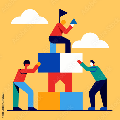 People Building Together Construction Collaboration Concept