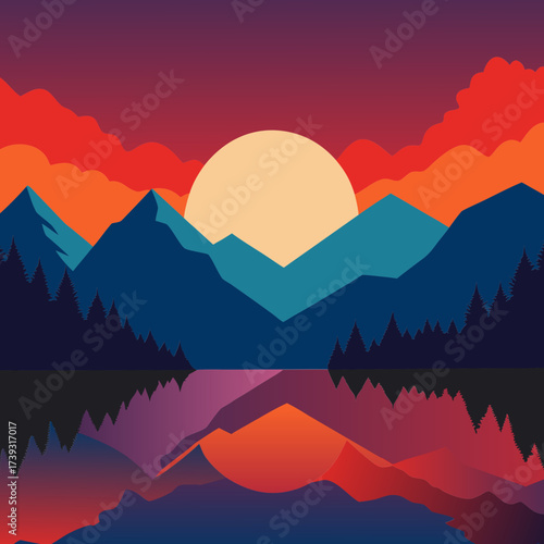 Eagle Soaring Over Mountain Valley Scenic Nature