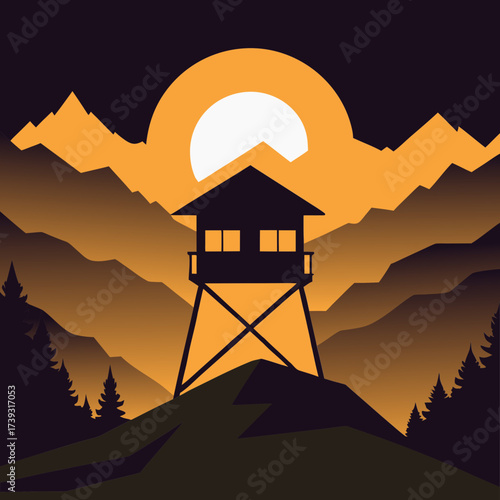 Remote Mountain Lookout Tower Scenic Nature View