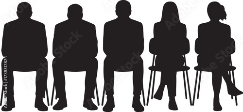 five-silhouetted-figures-sitting-in-a-row-on-chairs