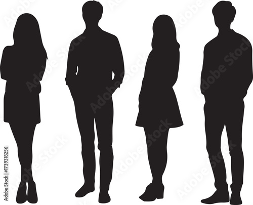  silhouette-of-four-people-standing-together.