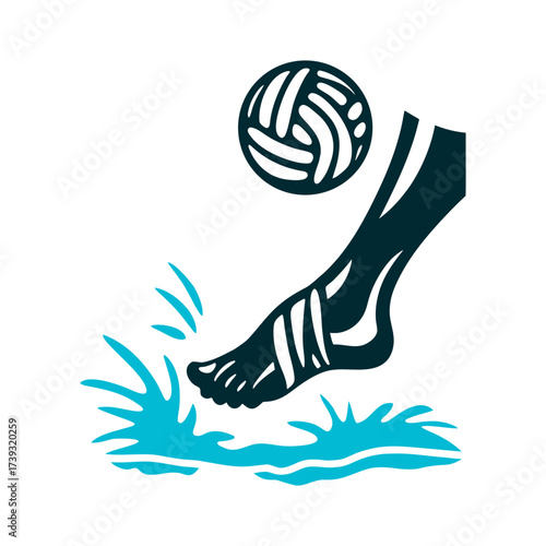 Sipa Kick Volleyball Icon, Philippines Sipa Kick Volleyball Philippines Foot striking a woven rattan ball