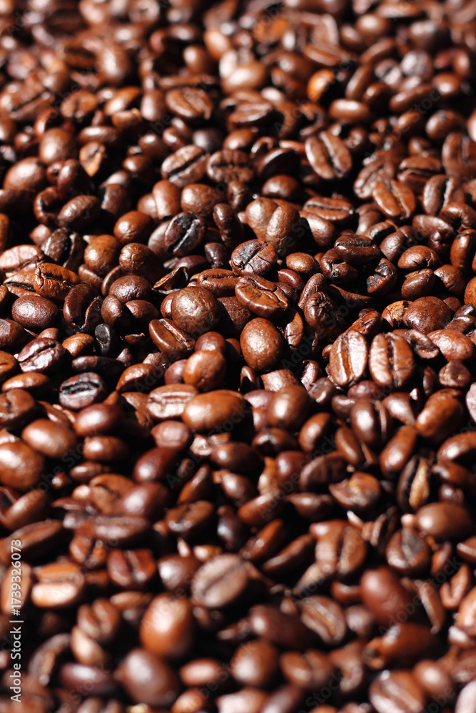 Fototapeta premium Pile of Roasted Coffee Beans. Coffee Background.