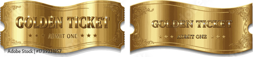 Golden Ticket Voucher with Ornate Gold Design | Raffle, Contest, or Event Invitation