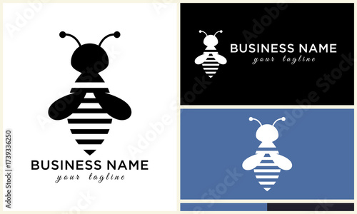 Bee logo design with geometric shape, simple, and vector.