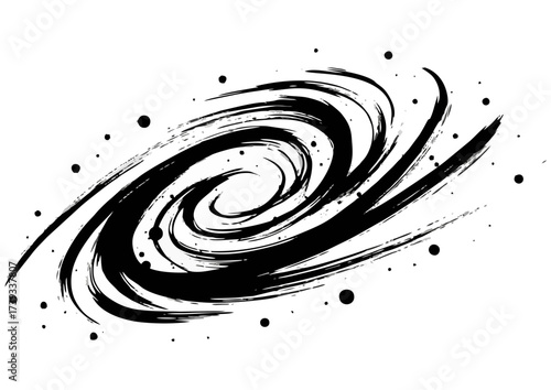 Abstract black and white galaxy swirl design, artistic style, digital artwork, copy space

