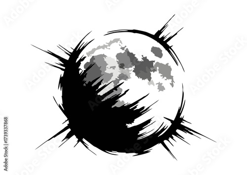 Stylized crescent moon on a light blue background, vector illustration 