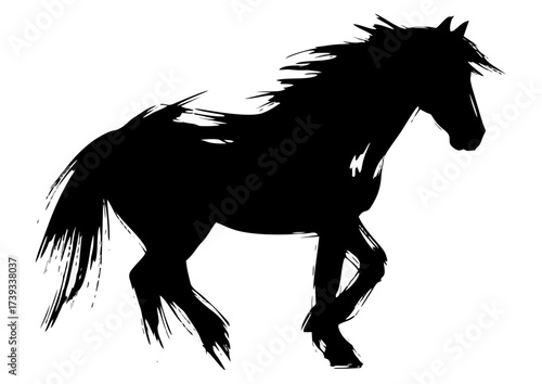 Carousel horse in a classic style, standing majestically, in bold red color
