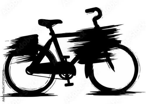 Black silhouette of a bicycle on white background for transportation and cycling concept