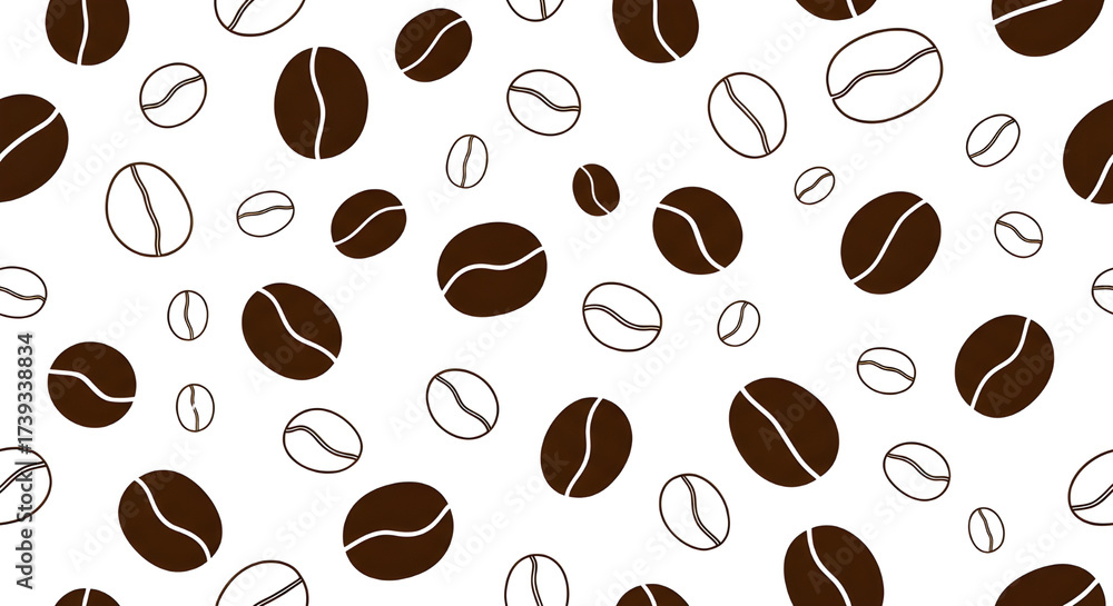 Obraz premium Seamless coffee bean pattern background vector graphic for cafe menus or packaging design