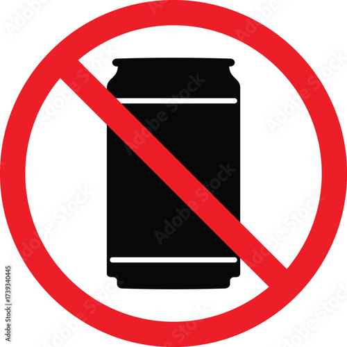 No metal can or soda can icon. Not allowed can package food or drink clip art. Vector illustration