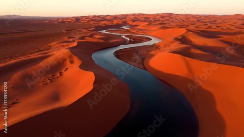 Winding Desert River at Golden Hour