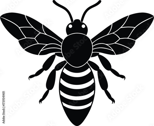 Vector illustration of a cute cartoon bee, wasp, and black wasp with big funny wings flying like happy insects