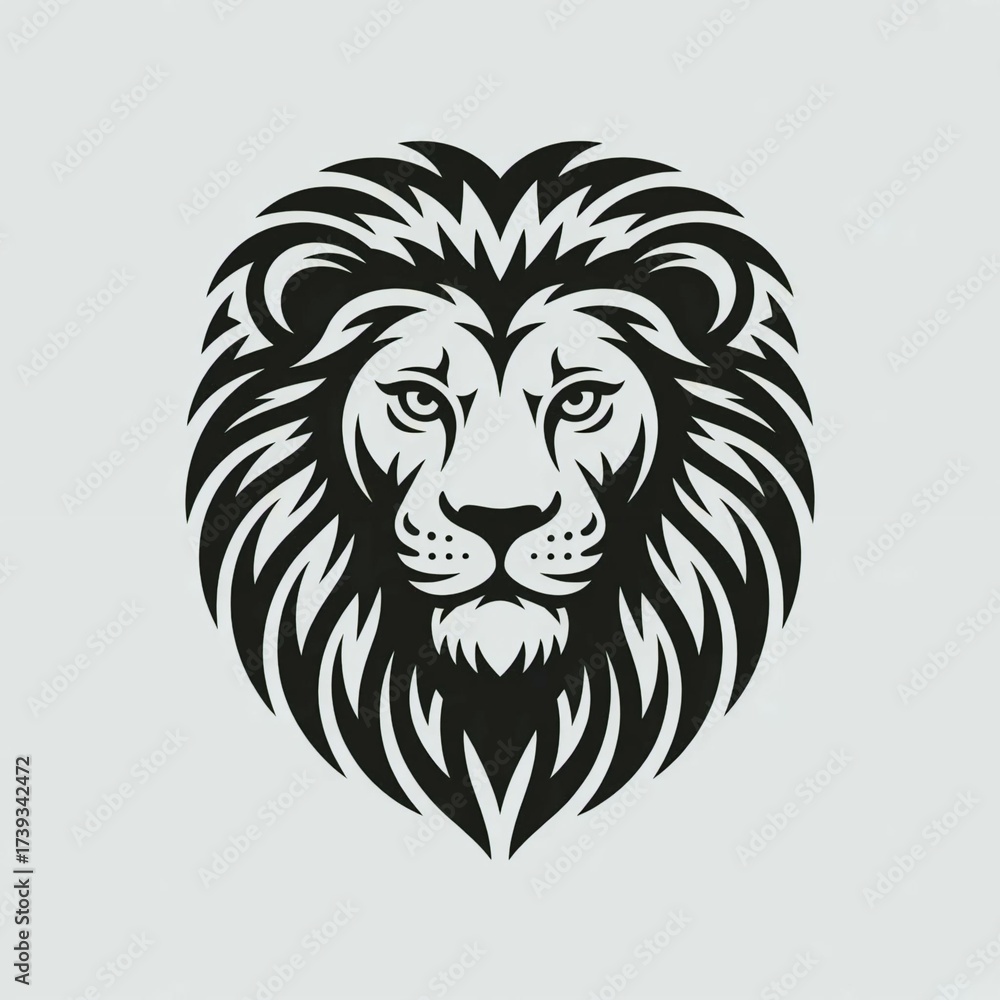 Fototapeta premium Lion Head Vector Illustration Tattoo Design