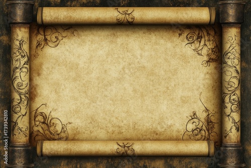 Aged scroll on detailed columns