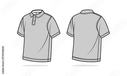 Plain Polo Shirt Mockup Template – Front & Back Flat Vector Illustration, Polo-shirt template, easily editable.