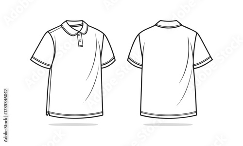 Plain Polo Shirt Mockup Template – Front & Back Flat Vector Illustration, Polo-shirt template, easily editable.
