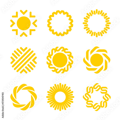 Set of vector logo design template. Sun abstract icons.	
