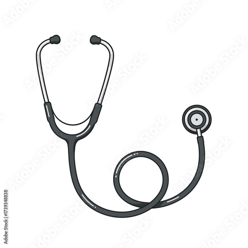 Iconic medical stethoscope for healthcare professionals and diagnostic tools collection isolated on white background