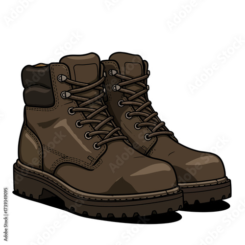 Durable brown work boots with black laces and soles rugged footwear for any job site isolated on white background