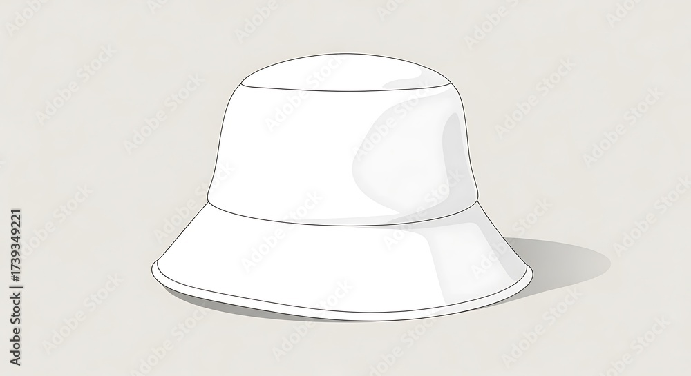 Fototapeta premium White bucket hat fashion accessory casual wear.