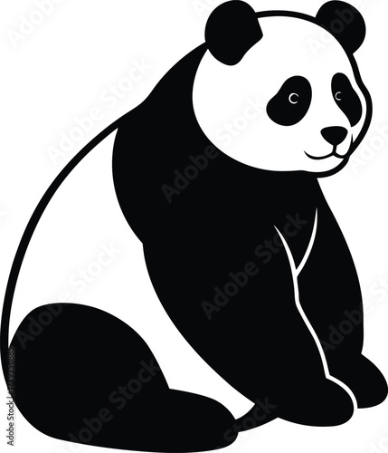 Cute cartoon panda bear character eating bamboo, a fun vector illustration of wildlife from China