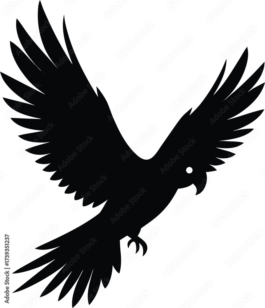 Naklejka premium Flying eagle silhouette vector illustration in black