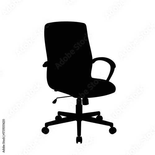 Ergonomic black office chair with adjustable height and casters for modern workspaces isolated on white background