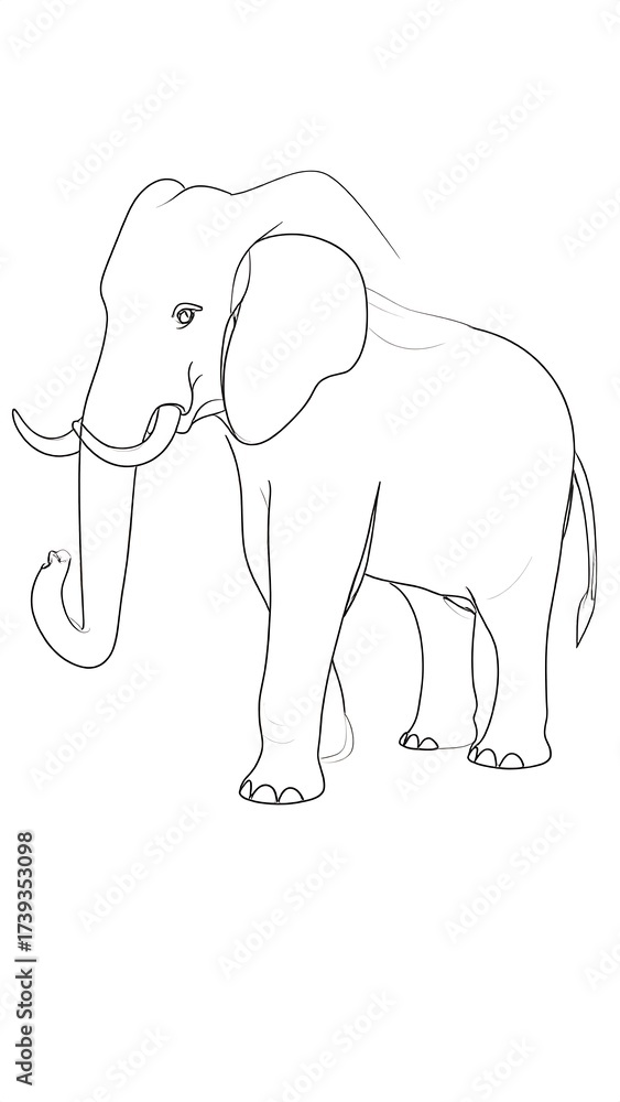 Obraz premium Simple line drawing of an elephant