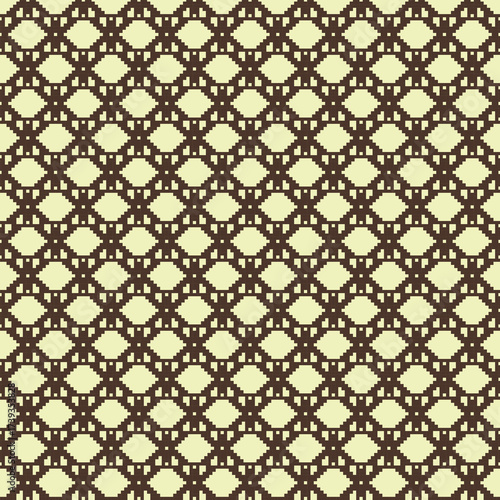 Earthy Tone Traditional Embroidery Art Abstract with Pixel Art Designs for Textile Print