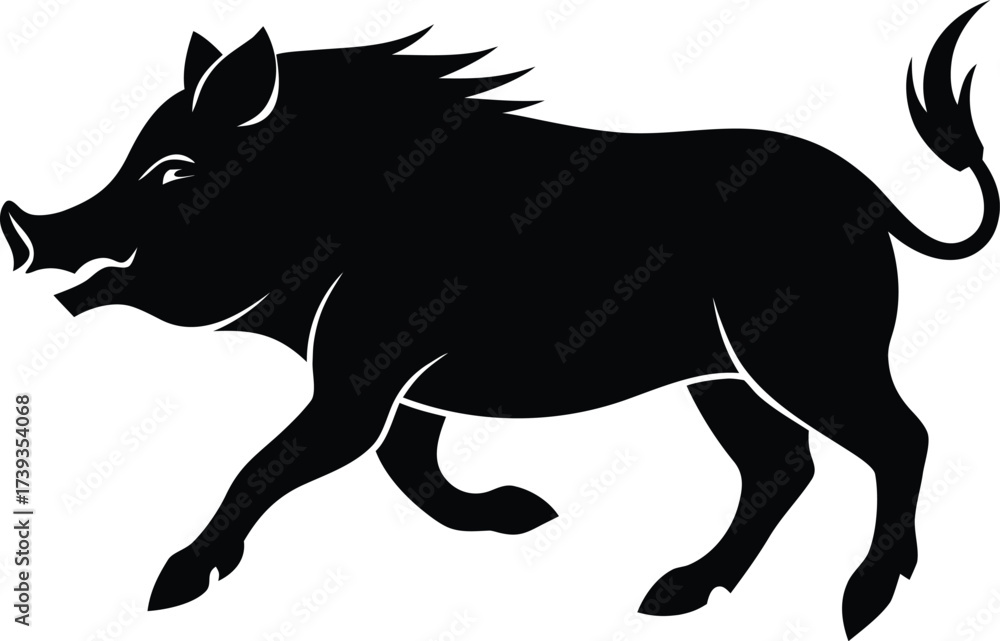 Obraz premium Black vector silhouettes of wild and domestic animals including a bull and a horse outline an illustration of mammal wildlife