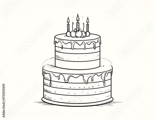 Simple two-tiered birthday cake sketch