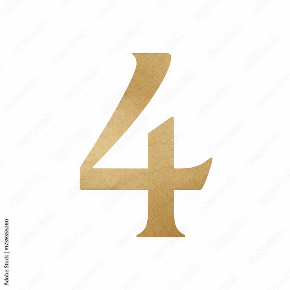 Obraz premium Number in Gold Number four isolated watercolor vector illustration svg