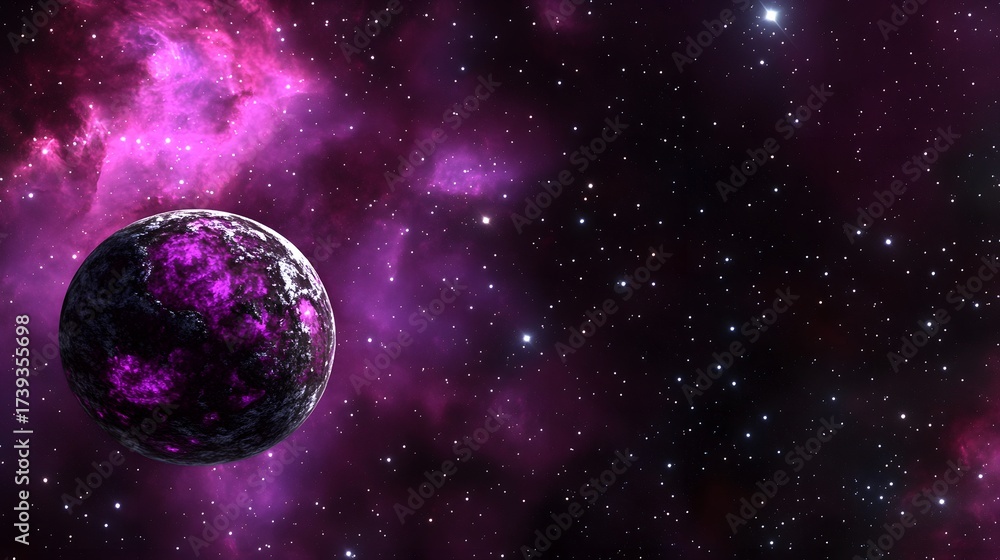 Fototapeta premium Purple Nebula Planet Space Background Cosmic Galaxy
