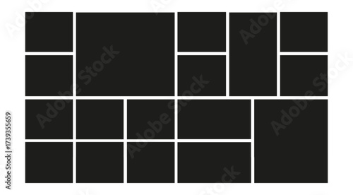 Collage layout with empty frames. Modern poster frame mockup for interior design or gallery wall.