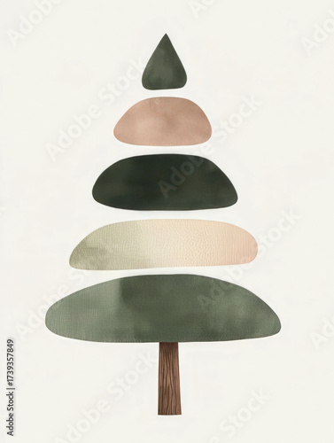 minimalist watercolor christmas tree, christmas post card