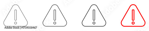 warning alert icon set collection style outline. Contain caution,danger, exclamation, triangle, hazard,attention