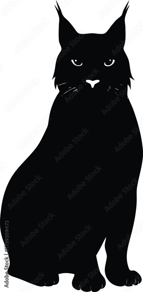 Obraz premium A cute black kitten cartoon vector illustration of a funny domestic feline pet sitting down