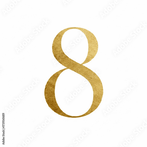Aureate Hue Gold Number eight isolated watercolor vector illustration svg