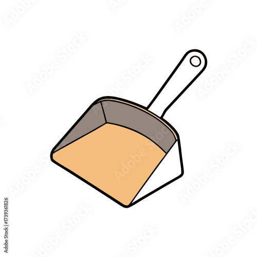 Dustpan for cleaning with handle in minimalist design on transparent  background  