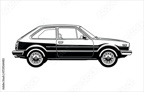 Vector art of vintage hatchback car