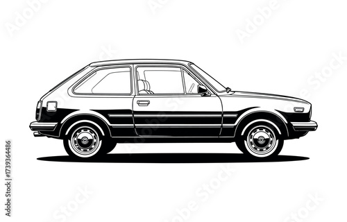 Vector art of vintage hatchback car