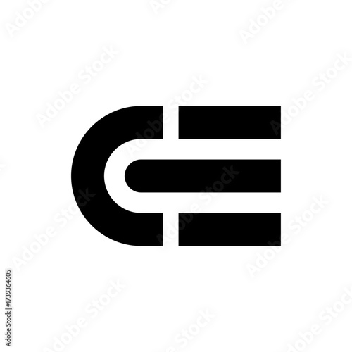 A bold and modern vector logo featuring the combined letters C and E (or EC) in a stylized, geometric monogram. The design is minimalist and clean, using thick lines to create a strong sense of struct