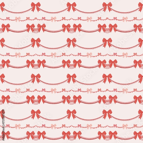  Endless garland with bows. Seamless pattern.