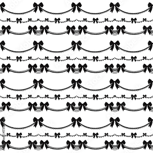 A graphic seamless pattern with bows. The classic black and white palette is perfect for any occasion.