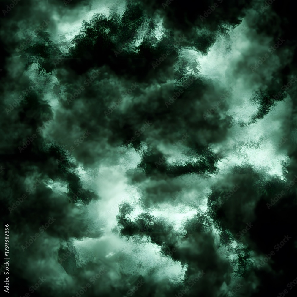 Fototapeta premium Dark Green Smoke Clouds Abstract Background Texture