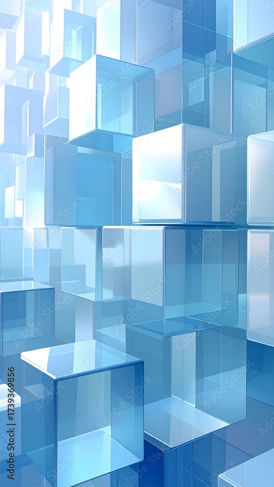 Obraz premium Abstract blue background with a seamless geometric cube pattern for a futuristic digital design and technology concept